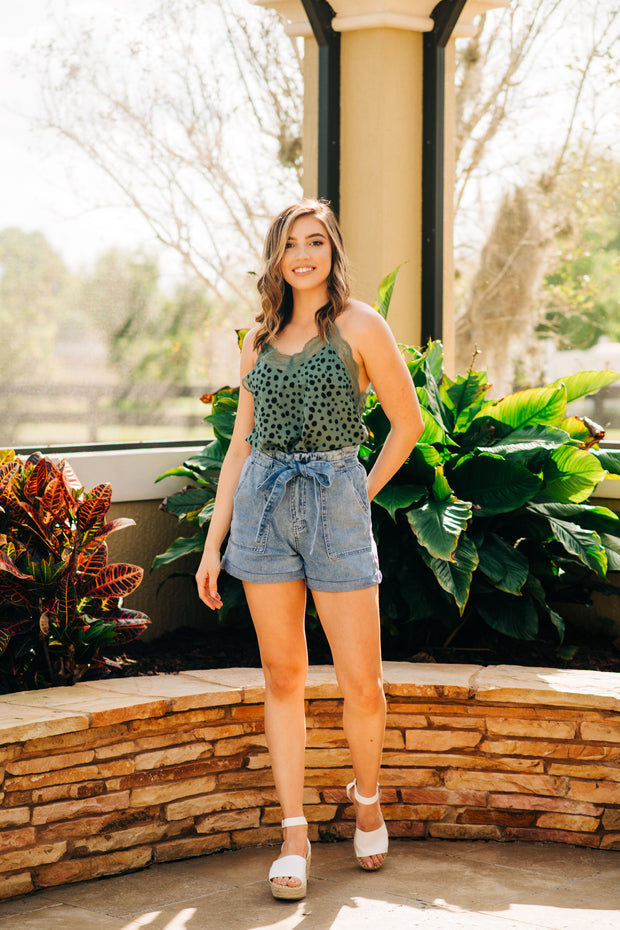 Laced & Leopard Cami Tank Top (Mint)