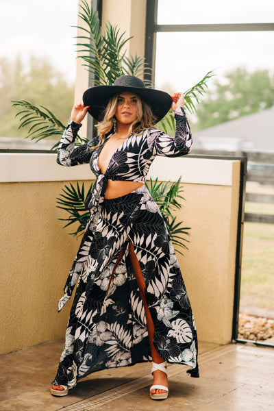 Tropic Like It's Hot Floral Maxi Set (Black)