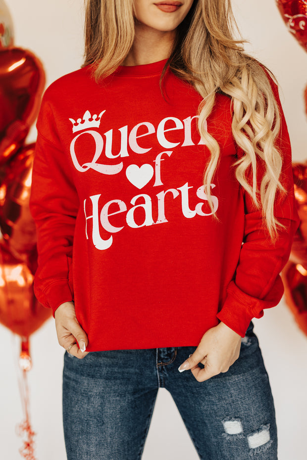 Queen of Hearts Graphic Sweatshirt (Red)