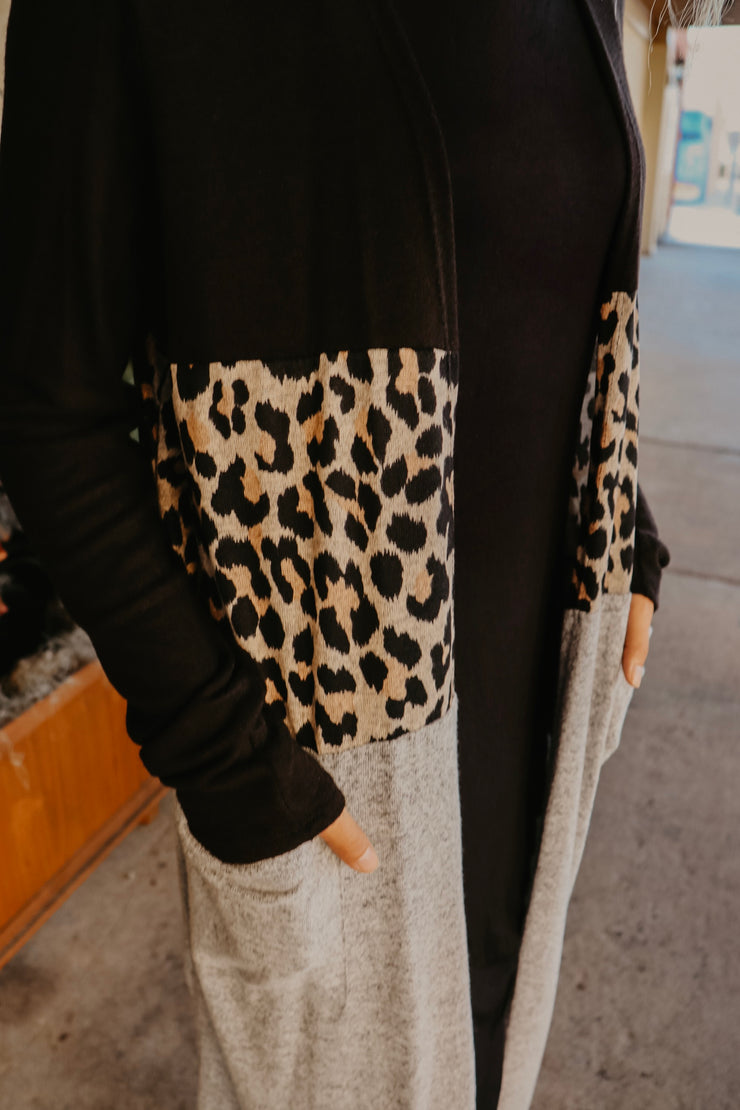 Lola Leopard Color Block Cardigan