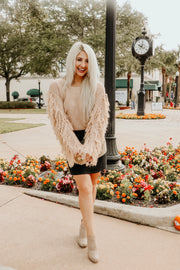 Fringe Sleeve Cropped Sweater