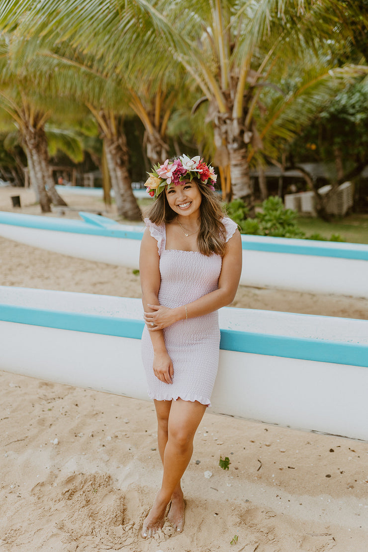 Live, Love, & Lavender Smocked Mini Dress