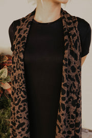 Sleeveless Safari Leopard Print Cardigan