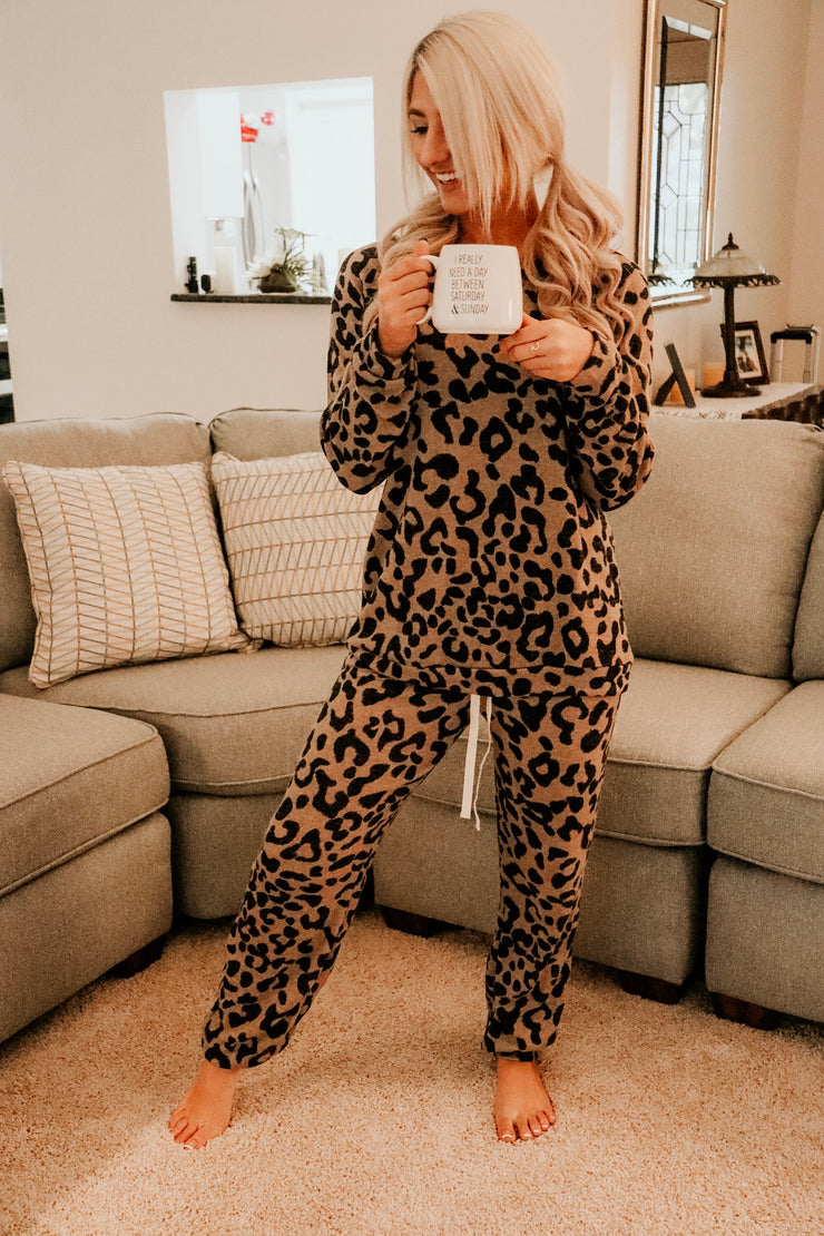 Two Piece Leopard Print Lounge Set