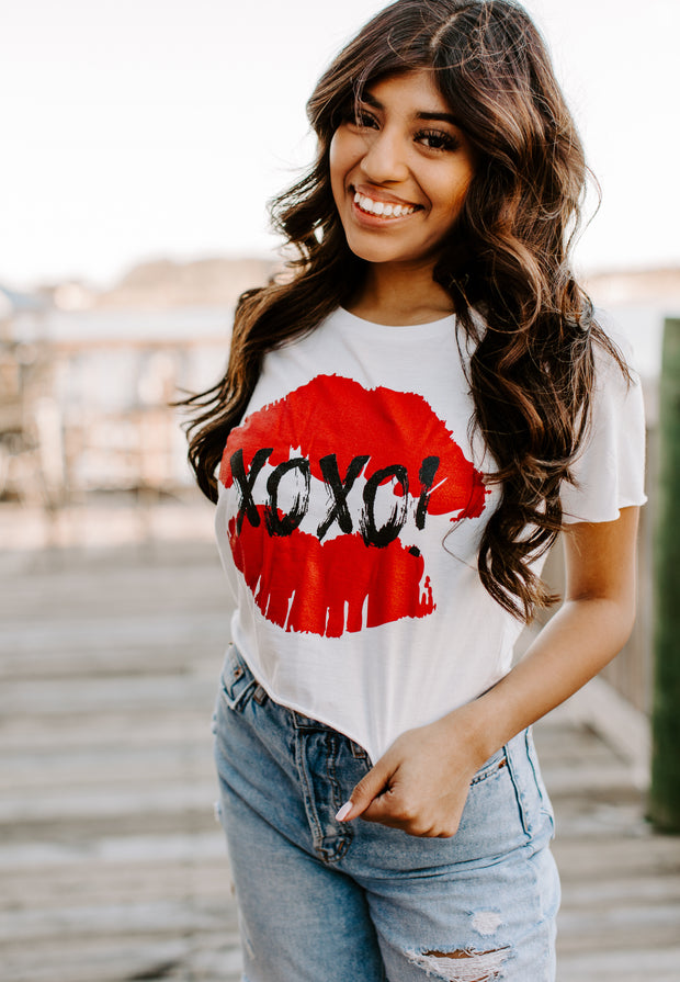 XOXO Kissed Graphic Crop Top