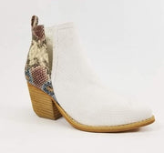 Sassy Snakeskin Ankle Booties (White)