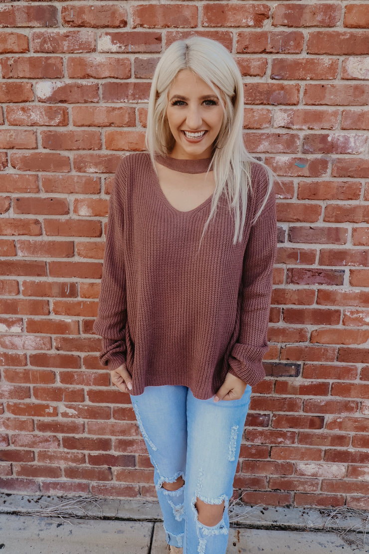 Mocha Chocalata Cut Out Sweater