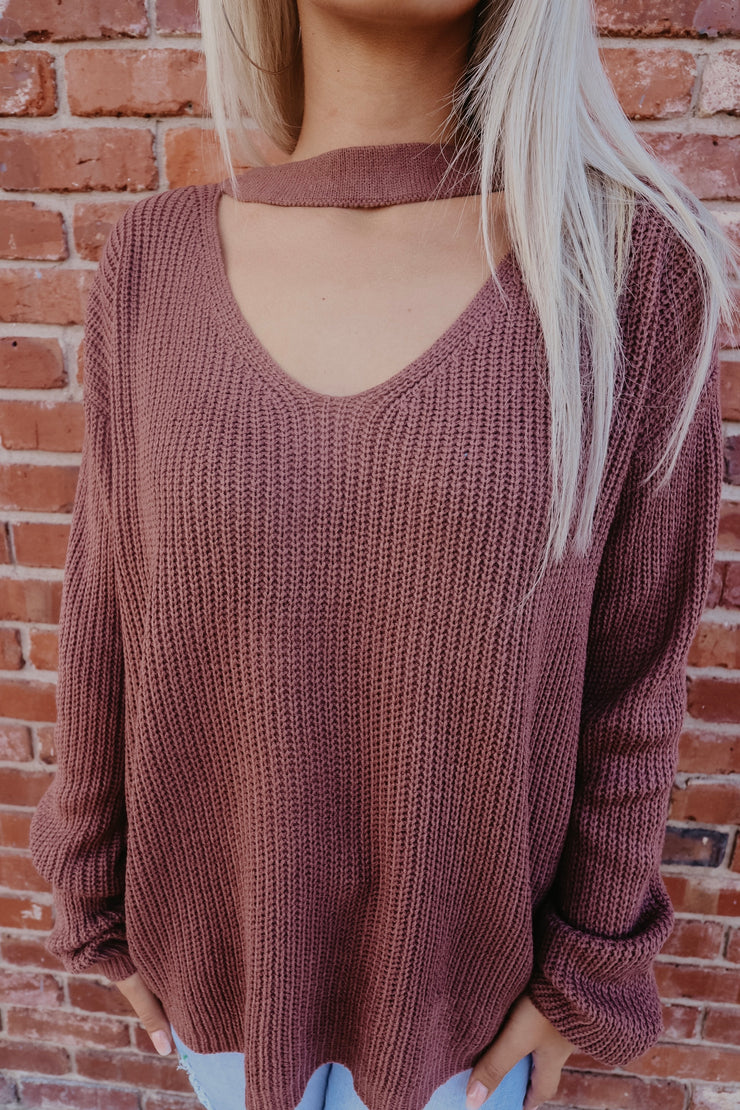 Mocha Chocalata Cut Out Sweater