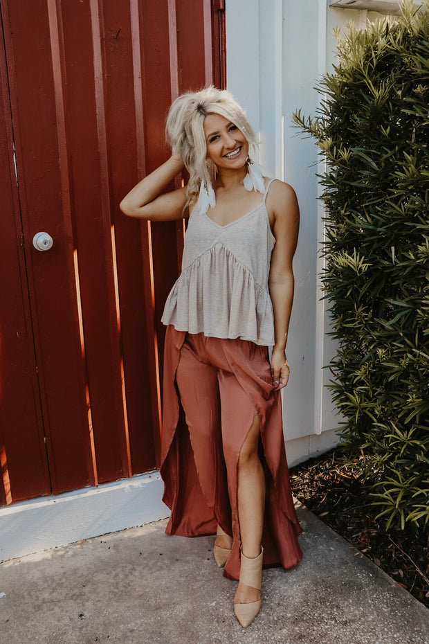 Tulip Hem Ginger Flare Pants