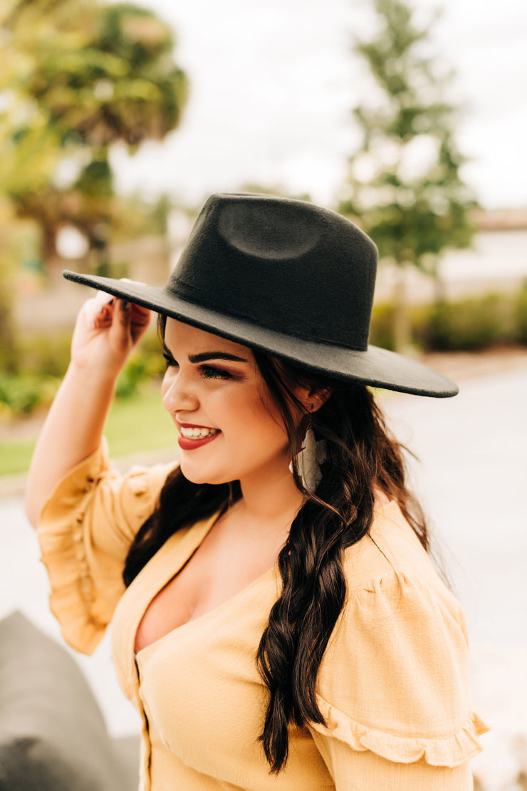 Forever Boho Wide Brim Hat (Black)