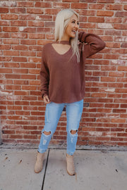 Mocha Chocalata Cut Out Sweater