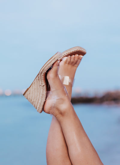 I Can Sea Clearly Now Bamboo Platform Wedges (Clear)