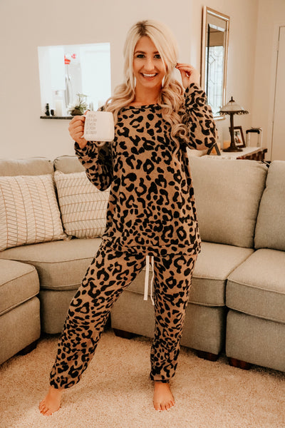 Two Piece Leopard Print Lounge Set