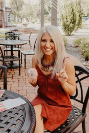 Classic Suede Button Down Midi Dress (Burgundy)