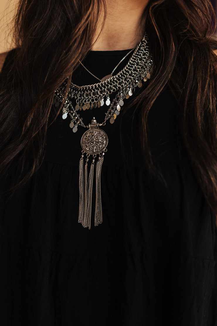 Boho Statement Medallion Choker Necklace