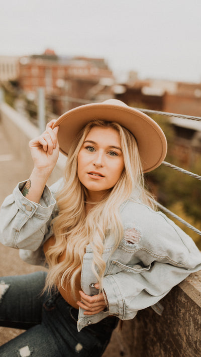 Boho Babe Wide Brim Felt Hat (Camel)