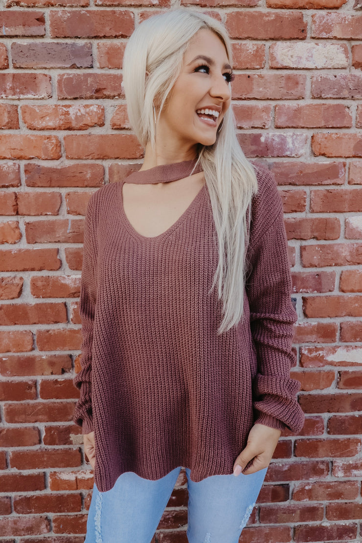 Mocha Chocalata Cut Out Sweater