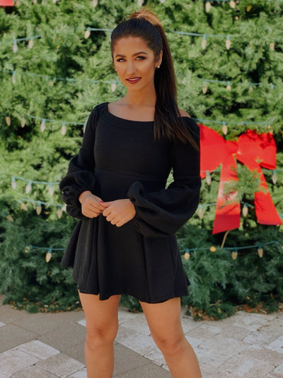 Sleigh Belle Sweater Dress (Black)