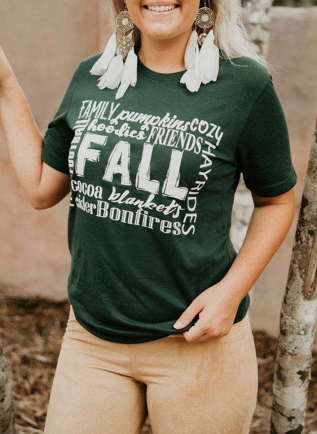 Fall Block Graphic Tee (Forest Green)