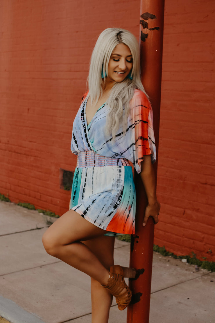 Daisy Deep V Tie Dye Romper