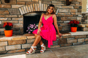 Hot In Pink Layered Cami Dress