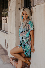 Curvy Tropical Print Tee Dress