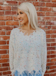 Distressed Confetti Knitted Sweater