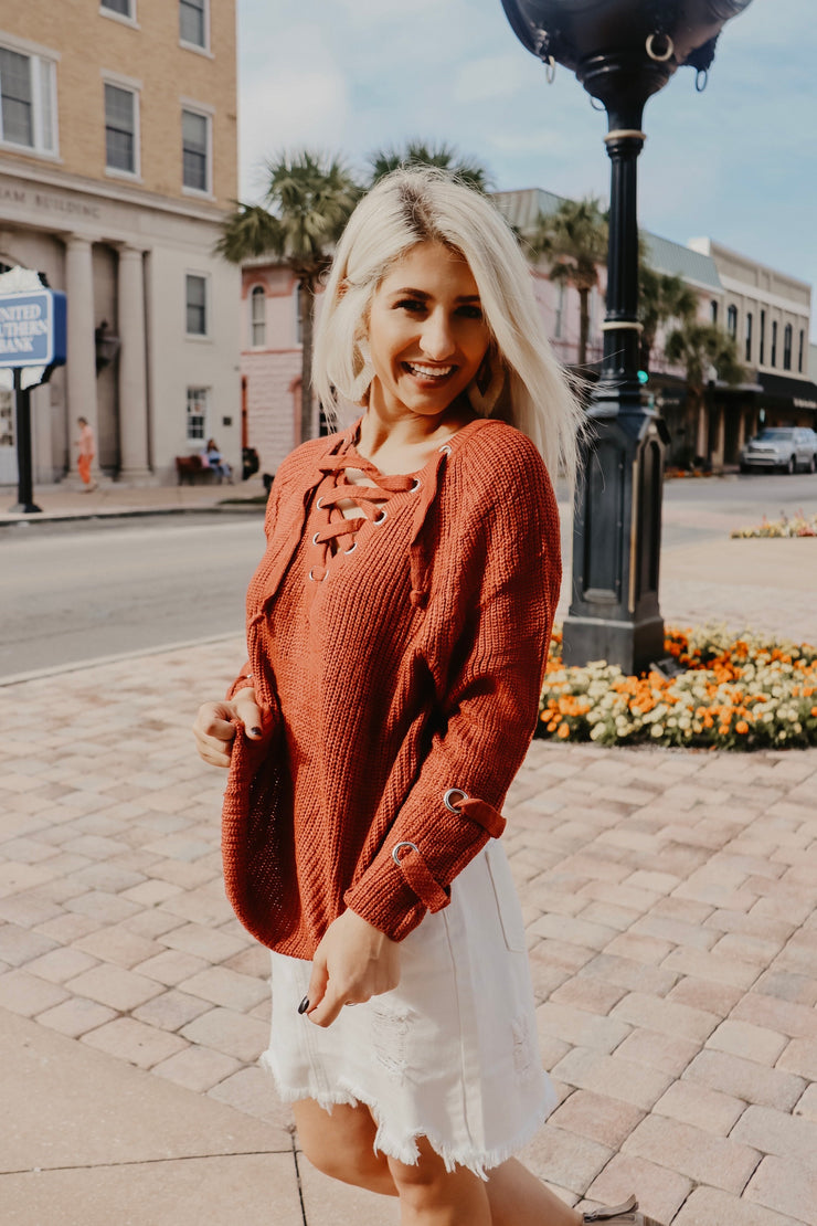 Brick Knit Laced Sweater