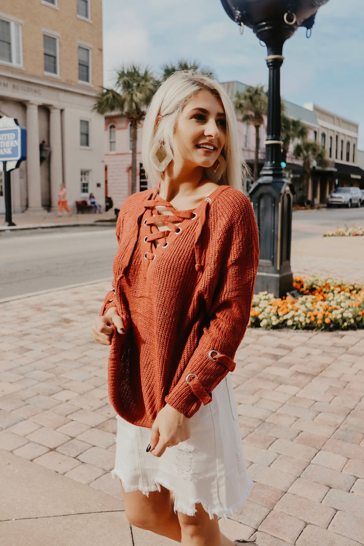 Brick Knit Laced Sweater