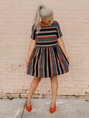 Multi Stripe Baby Doll Dress