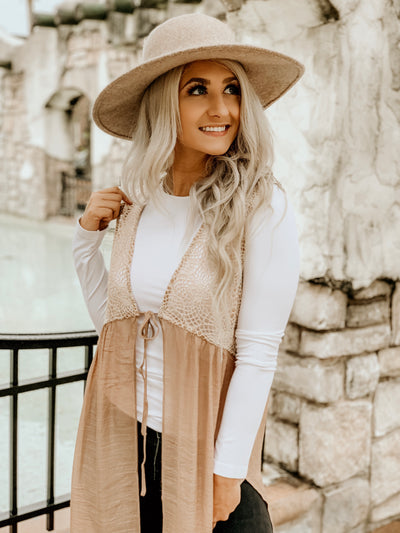 Net Laced Mocha Maxi Cardigan