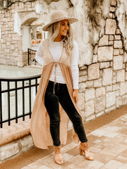 Net Laced Mocha Maxi Cardigan