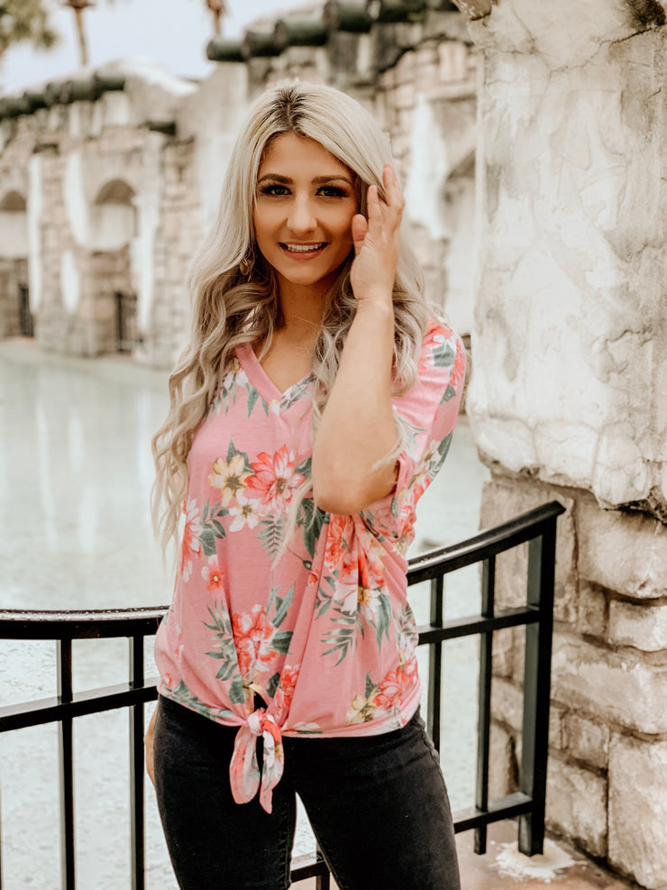 Tropic State of Mind Floral Knot Top