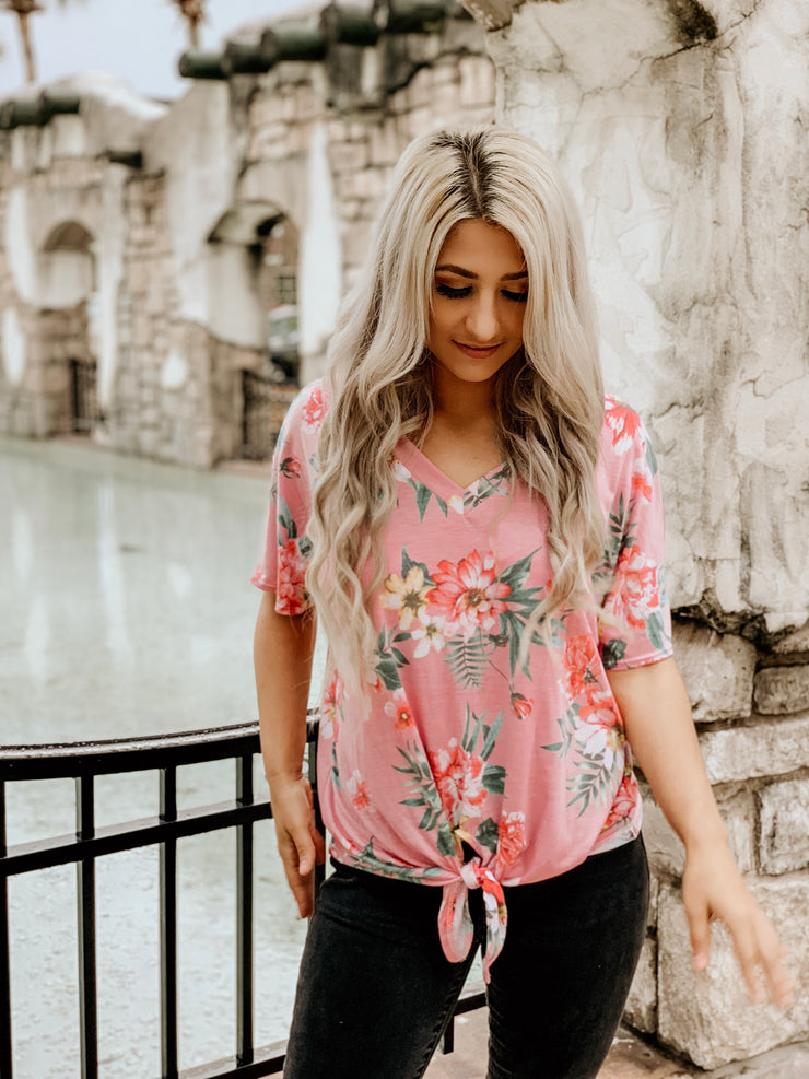 Tropic State of Mind Floral Knot Top