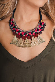 Boho Medallion Statement Necklace