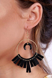 Southern Charm Black Suede Tassel Earrings