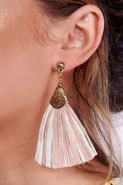 Antique Raffia Fan Statement Earrings