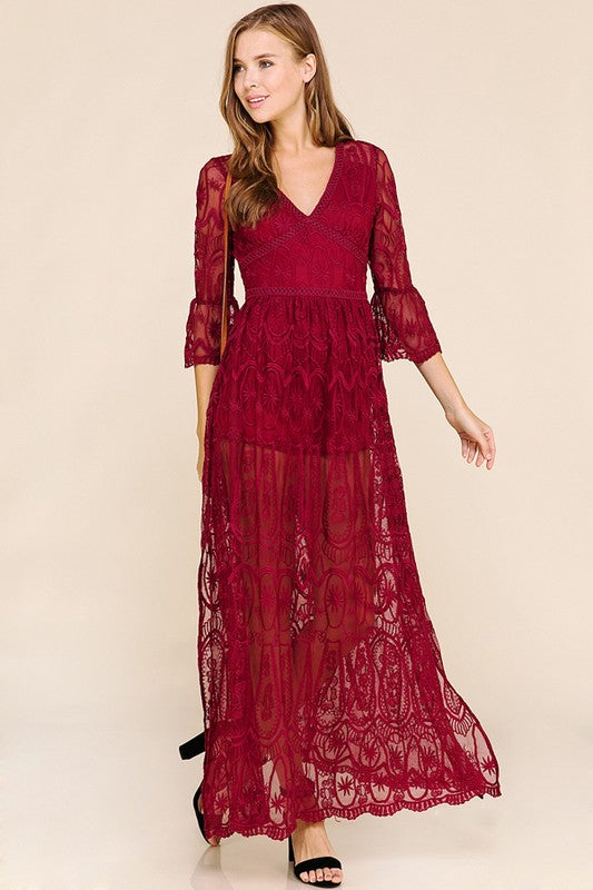 Be Mine Lace Maxi Dress