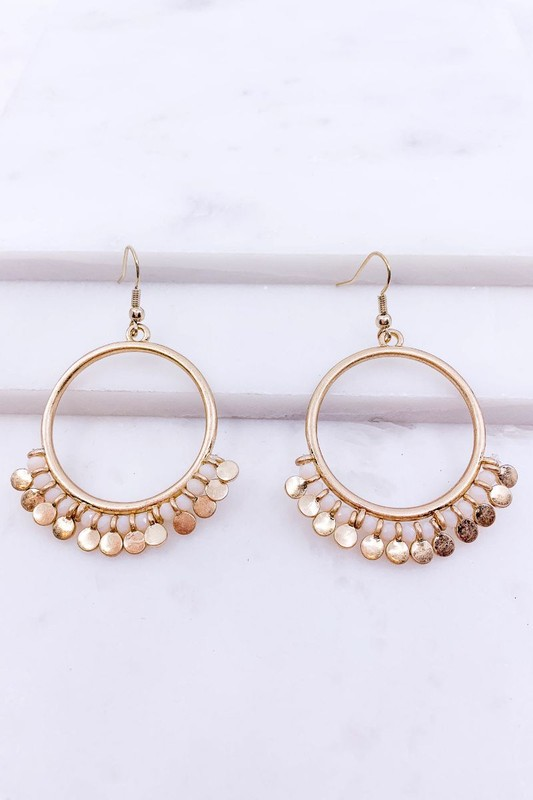 Glass Beaded Hoop Drop Earrings