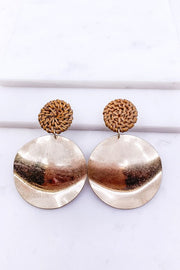 Wicker Wood Gold Plated Earrings