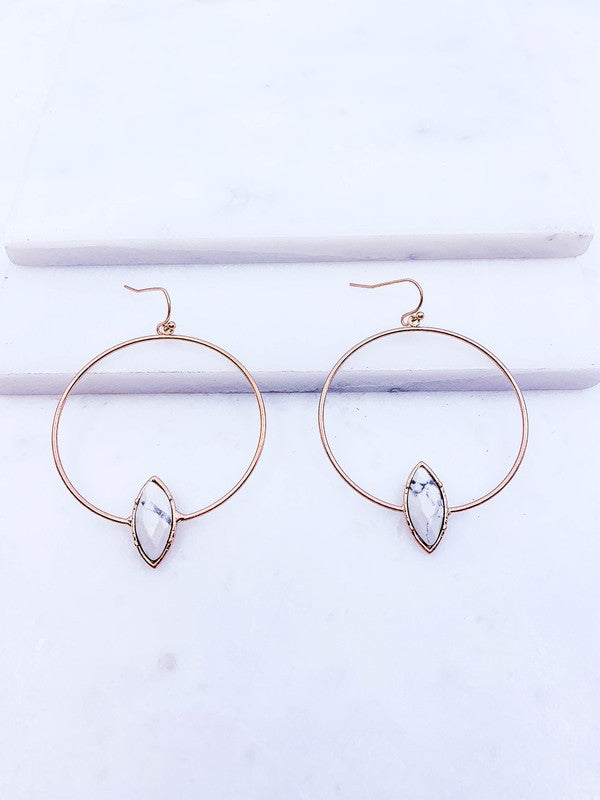 Semi Stone Hoop Earrings