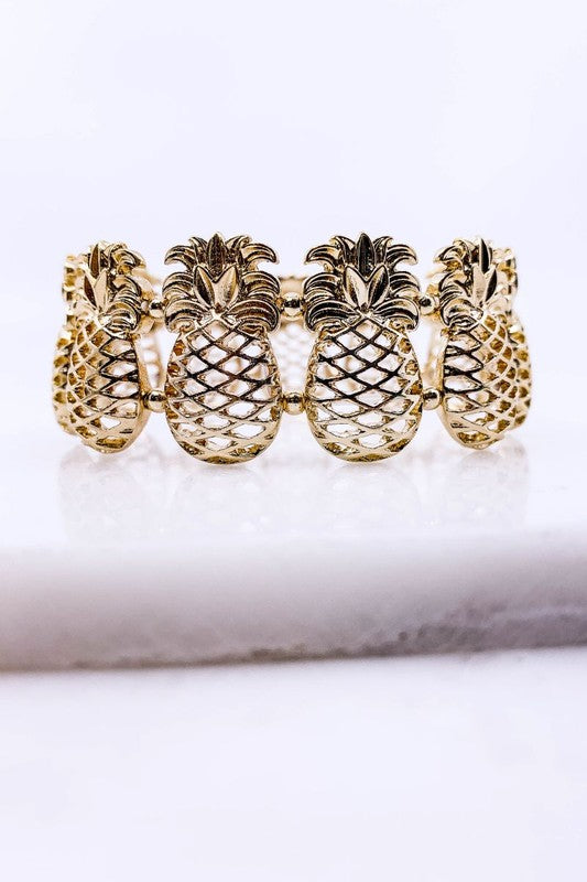 Gold Pineapple Stretch Bracelet