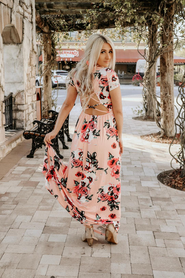 Feeling Peachy Floral Maxi Dress