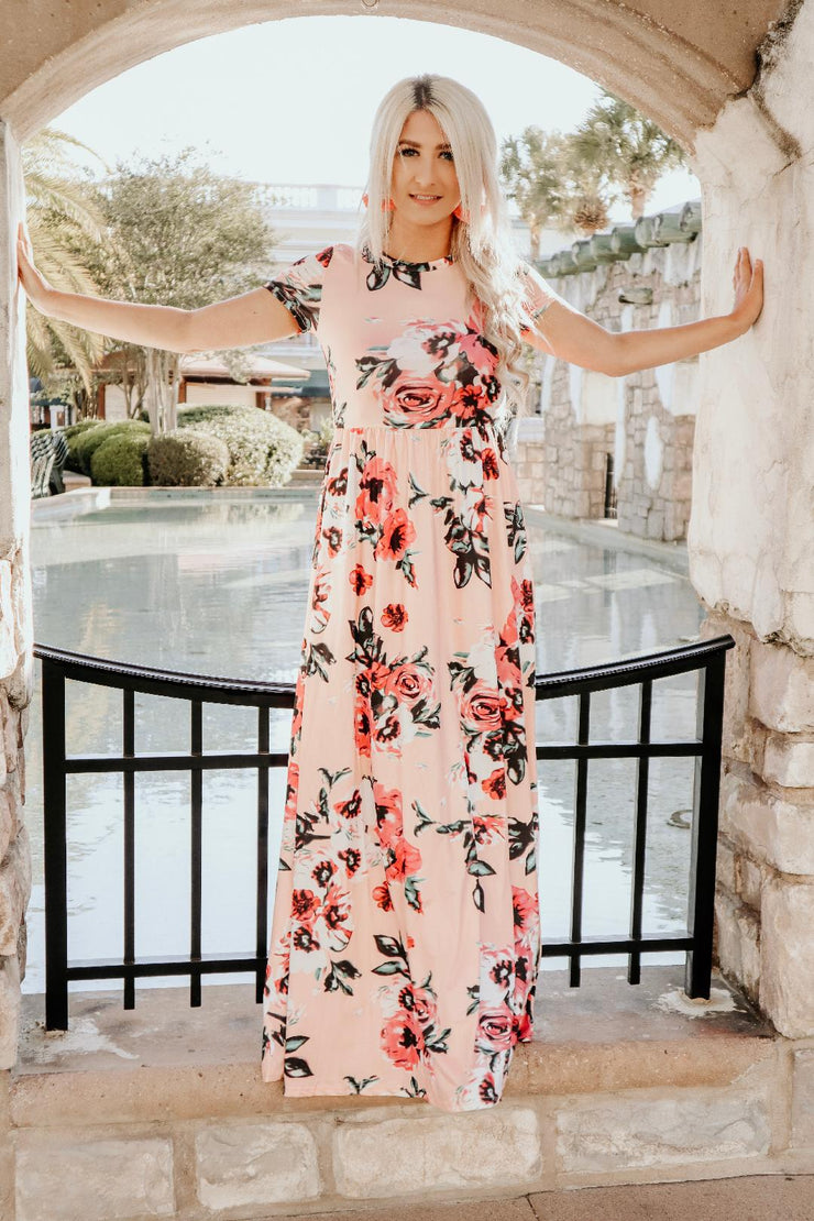 Feeling Peachy Floral Maxi Dress