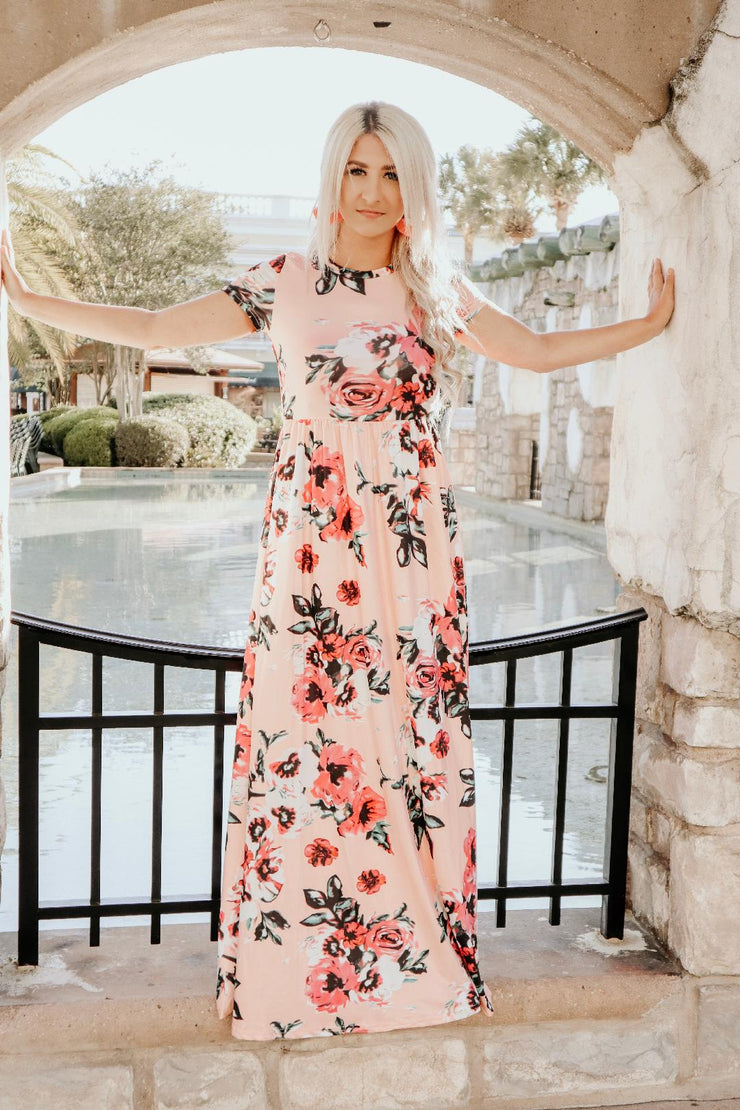 Feeling Peachy Floral Maxi Dress