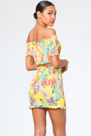 Sunset On The Beach Smocked Floral Two Piece Set