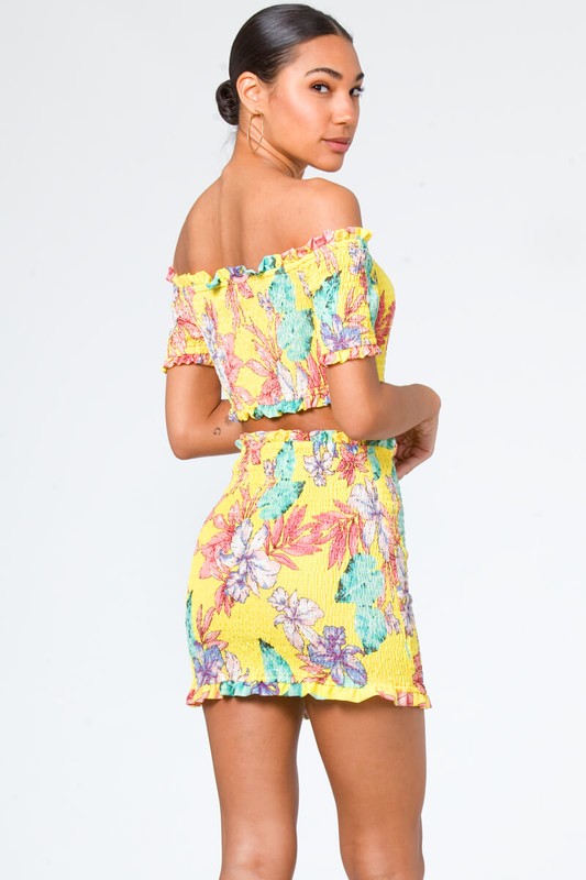 Sunset On The Beach Smocked Floral Two Piece Set