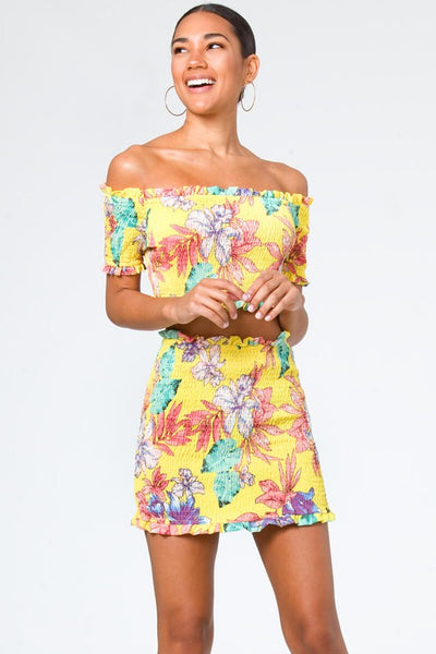 Sunset On The Beach Smocked Floral Two Piece Set