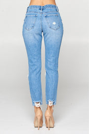 High Rise Relaxed Distressed Denim Jeans