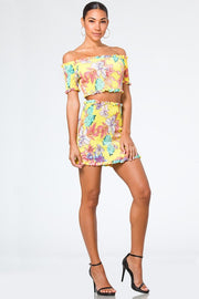 Sunset On The Beach Smocked Floral Two Piece Set